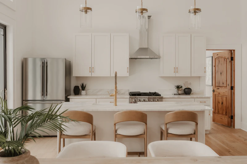 Clean kitchen with white countertops